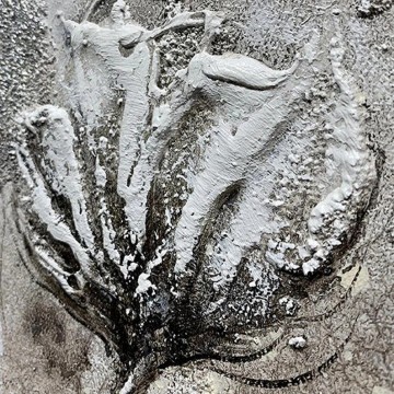 Flores Painting - Decoración de pared con detalle de ramo de amapola gris blanco de Palette Knife
